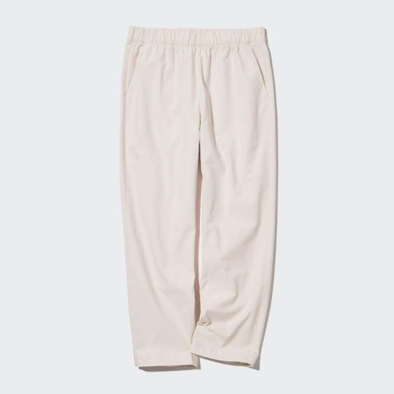 Uniqlo Cotton Relaxed Ankle Lounge Bukser Dame Hvide | 804438