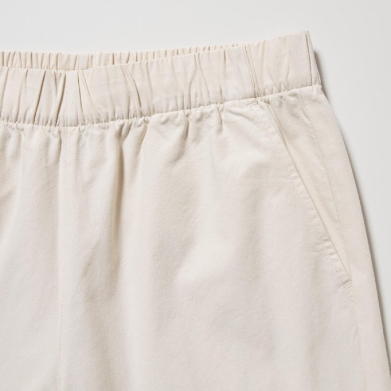 Uniqlo Cotton Relaxed Ankle Lounge Bukser Dame Hvide | 804438