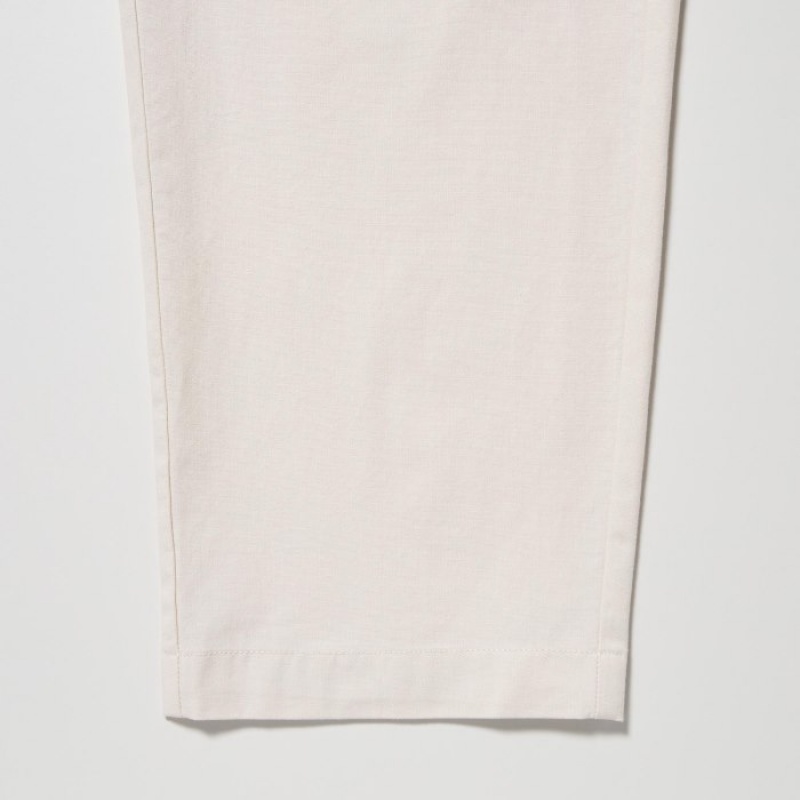 Uniqlo Cotton Relaxed Ankle Lounge Bukser Dame Hvide | 804438