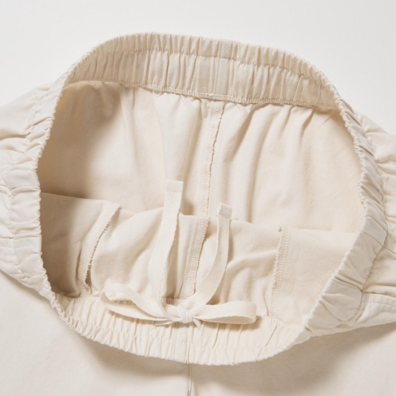Uniqlo Cotton Relaxed Ankle Lounge Bukser Dame Hvide | 804438