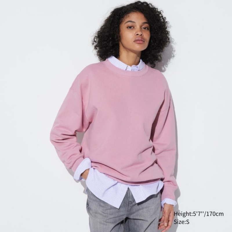 Uniqlo Crew Neck Long-Sleeve Sweatshirts Dame Lyserød | 5512931