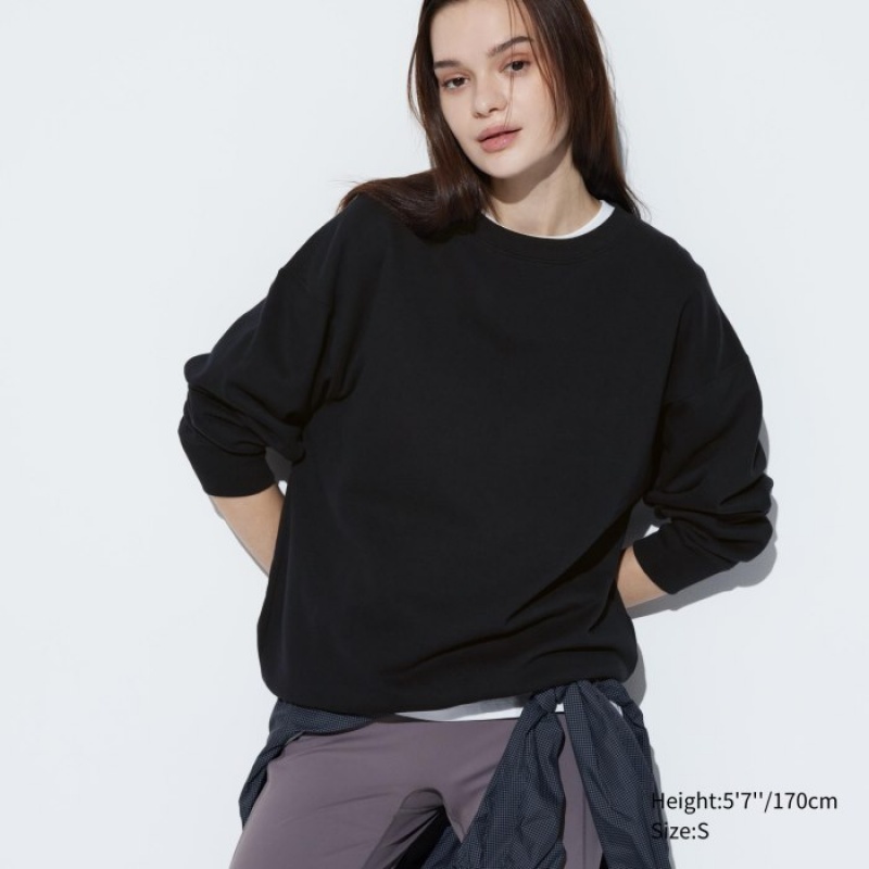 Uniqlo Crew Neck Long-Sleeve Sweatshirts Dame Sort | 5907358