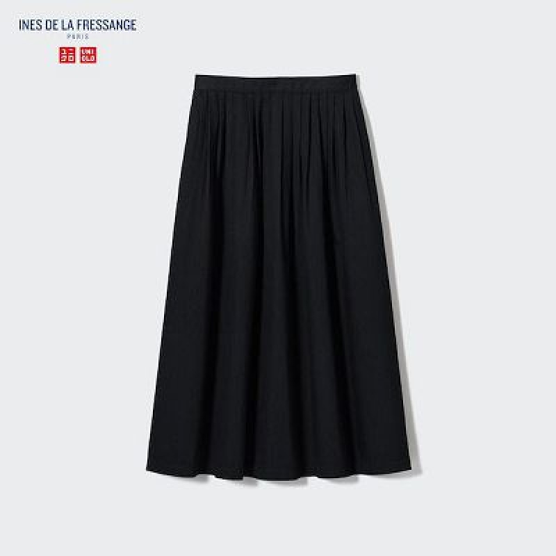 Uniqlo Denim Gather Nederdel Dame Sort | 3540384