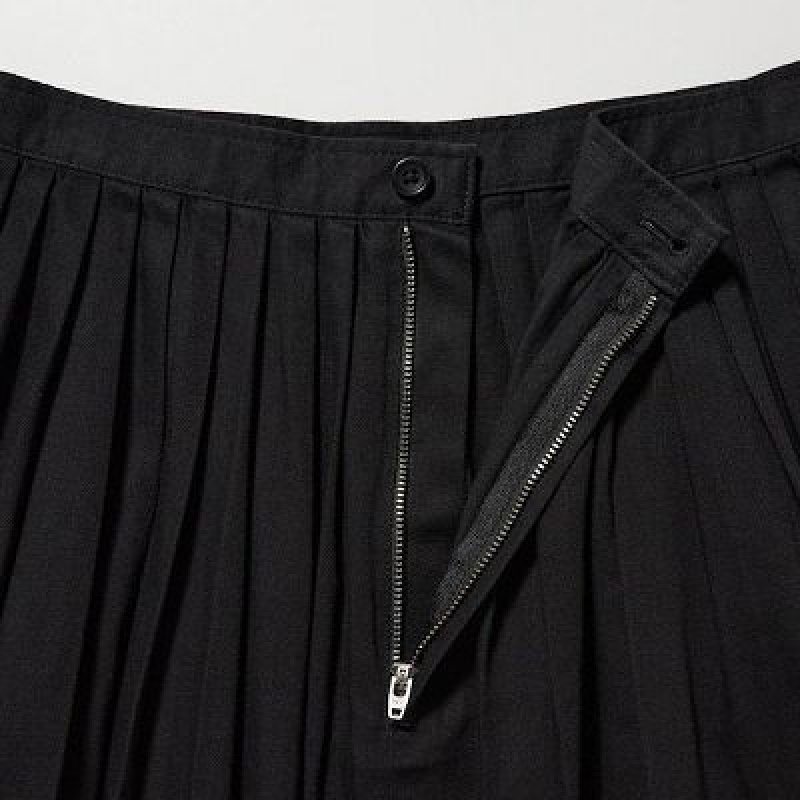 Uniqlo Denim Gather Nederdel Dame Sort | 3540384