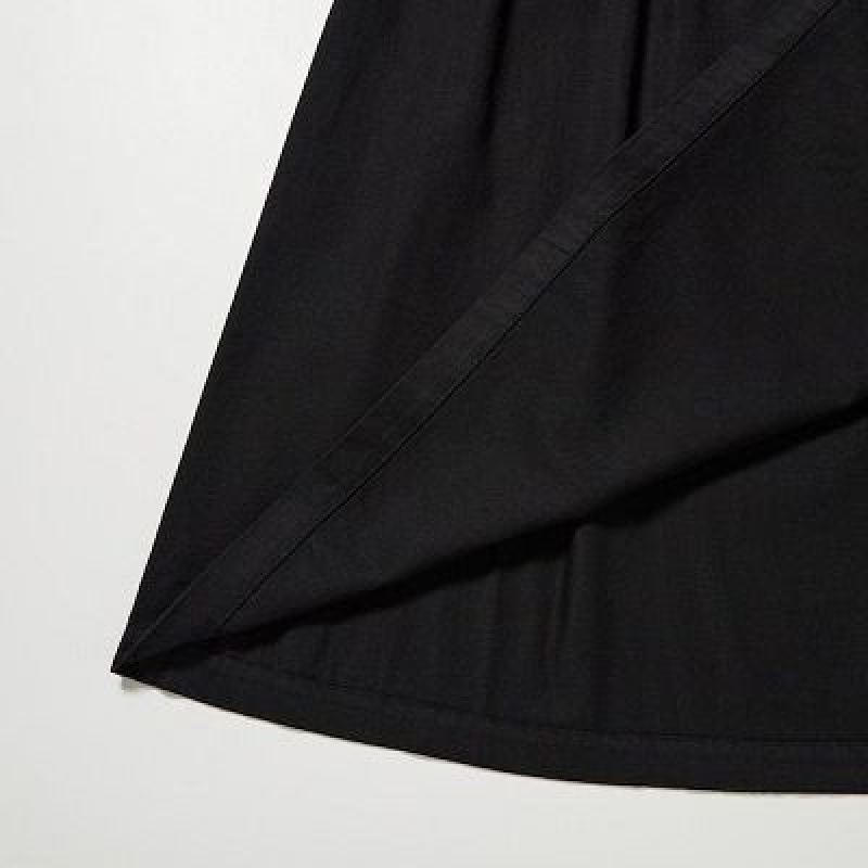 Uniqlo Denim Gather Nederdel Dame Sort | 3540384