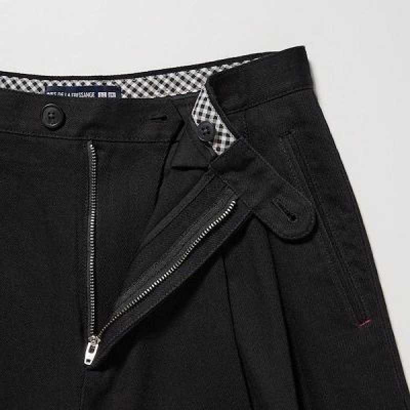 Uniqlo Denim Wide-Fit Pleated Bukser Dame Sort | 7782380