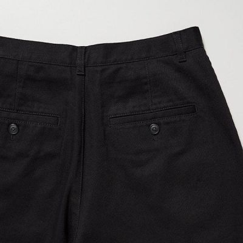 Uniqlo Denim Wide-Fit Pleated Bukser Dame Sort | 7782380