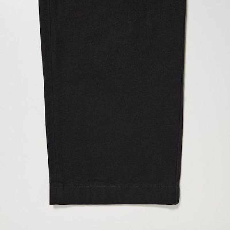 Uniqlo Denim Wide-Fit Pleated Bukser Dame Sort | 7782380