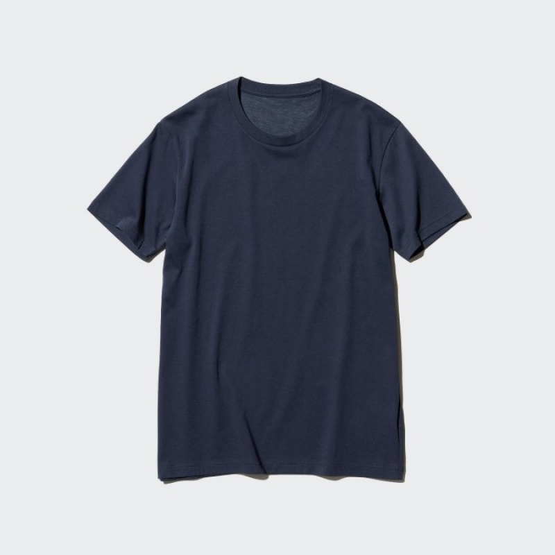 Uniqlo Dry Color Crew Neck Short-Sleeve T Shirts Dame Mørkeblå | 6337557