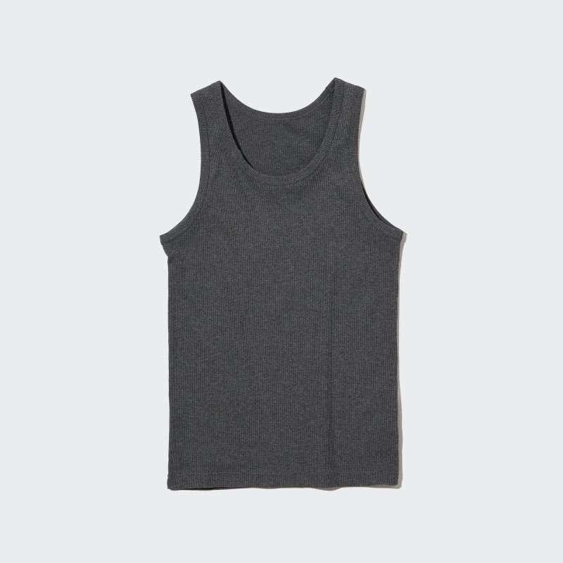 Uniqlo Dry Color Ribbed Tank Top Herre Grå | 1937140
