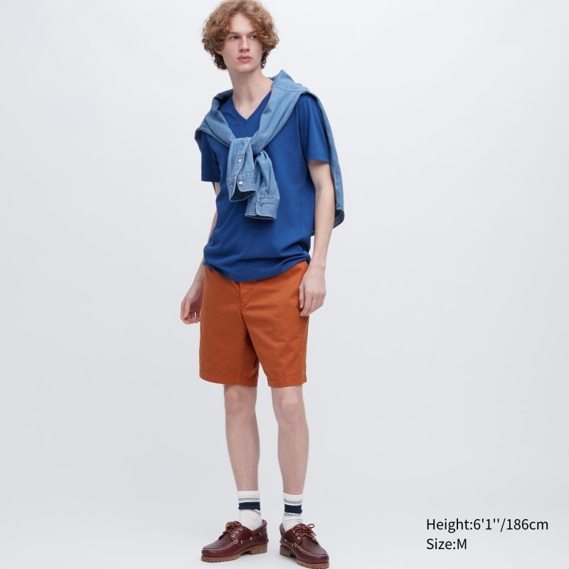 Uniqlo Dry Color V-Neck Short-Sleeve T Shirts Herre Blå | 6411691