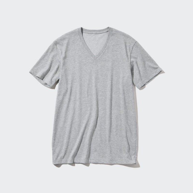 Uniqlo Dry Color V-Neck Short-Sleeve T Shirts Dame Hvide | 11723