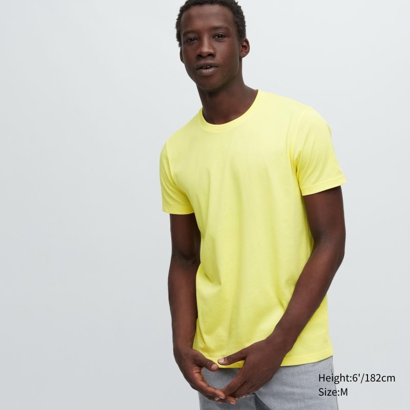 Uniqlo Dry Crew Neck Short-sleeve Color T Shirts Herre Gul | 311103