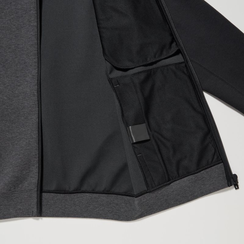 Uniqlo Dry Stretch Sweat Full-zip Color Block Hættetrøje Herre Grå | 4810612