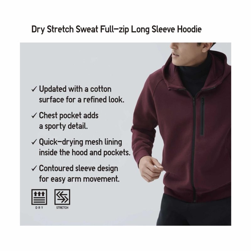 Uniqlo Dry Stretch Sweat Full-zip Color Block Hættetrøje Herre Grå | 4810612