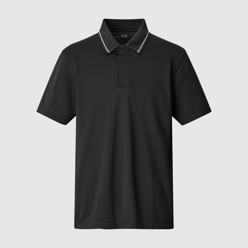 Uniqlo Dry-ex Short-sleeve Striped Collar Adam Scott Poloshirt Herre Grå | 3849194