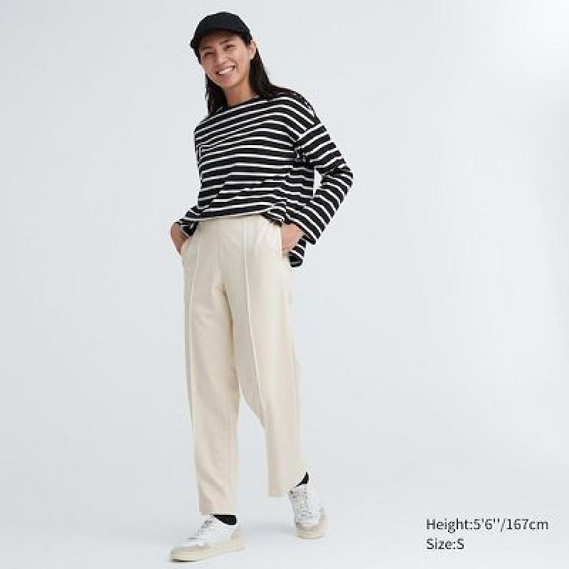 Uniqlo Easy Wide Straight Bukser Dame Hvide | 9130203