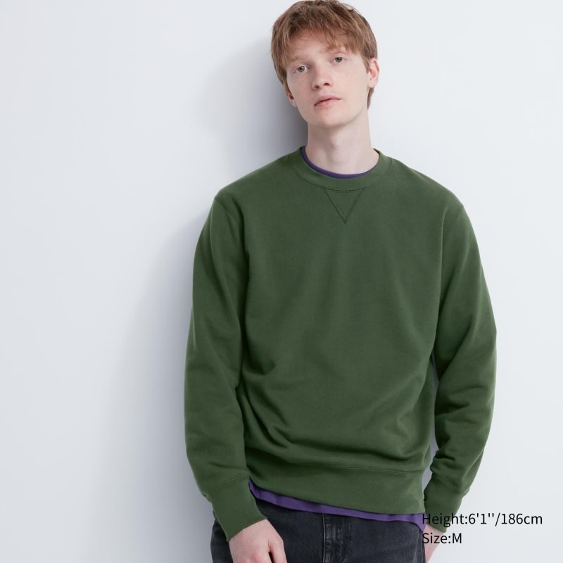 Uniqlo Elegant Sweatshirts Herre Grøn | 9996426