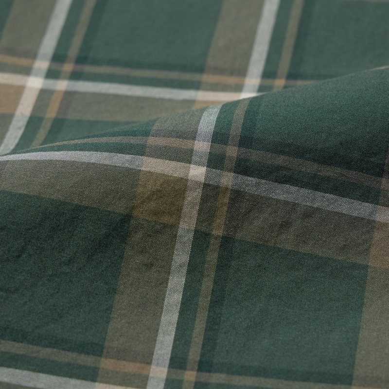Uniqlo Extra Fine Cotton Broadcloth Checked Long-sleeve Skjorte Herre Olivengrøn | 6669856