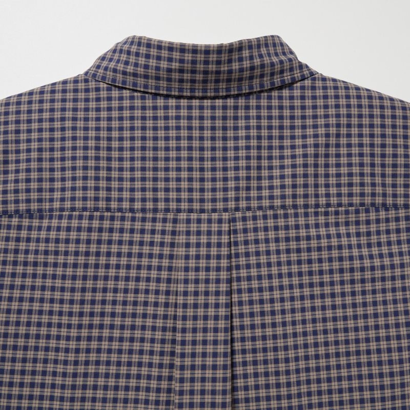 Uniqlo Extra Fine Cotton Broadcloth Checked Long-sleeve Skjorte Herre Brune | 5946019