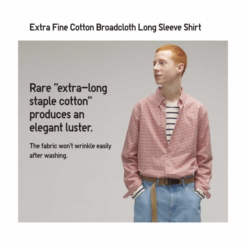 Uniqlo Extra Fine Cotton Broadcloth Long-sleeve Skjorte Herre Gul | 2989134