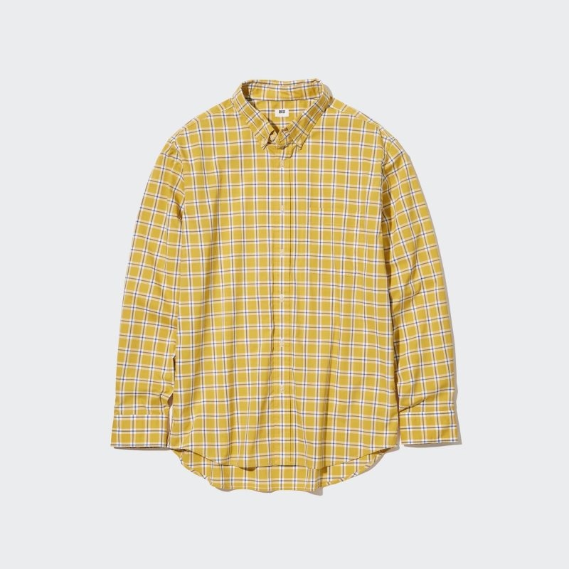 Uniqlo Extra Fine Cotton Broadcloth Long-sleeve Skjorte Herre Gul | 2989134