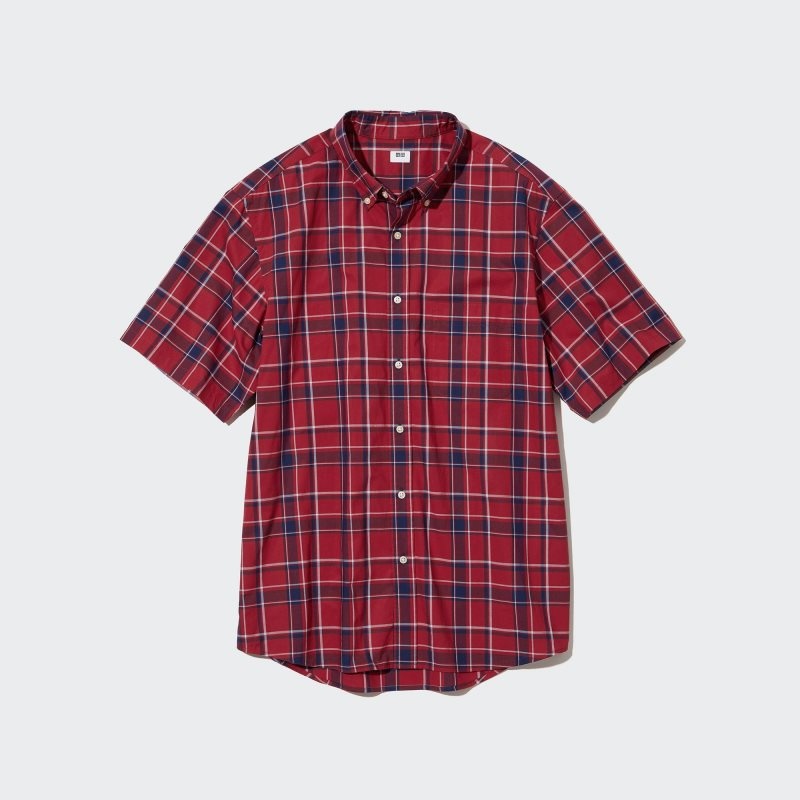 Uniqlo Extra Fine Cotton Short-sleeve Skjorte Herre Rød | 7995978