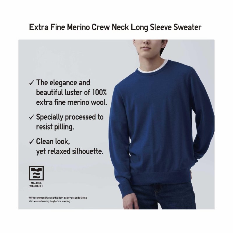Uniqlo Extra Fine Merino Crew Neck Trøjer Herre Orange | 4086202