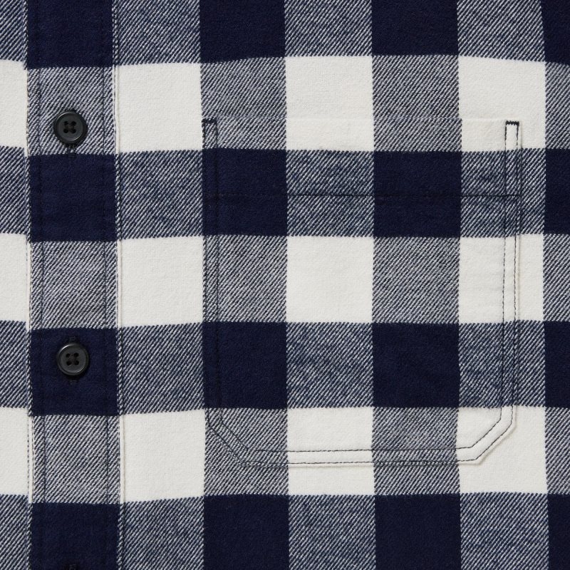 Uniqlo Flannel Checked Long-sleeve Skjorte Herre Blå | 6683939