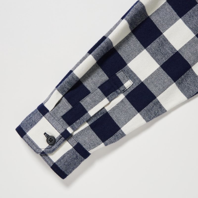 Uniqlo Flannel Checked Long-sleeve Skjorte Herre Blå | 6683939