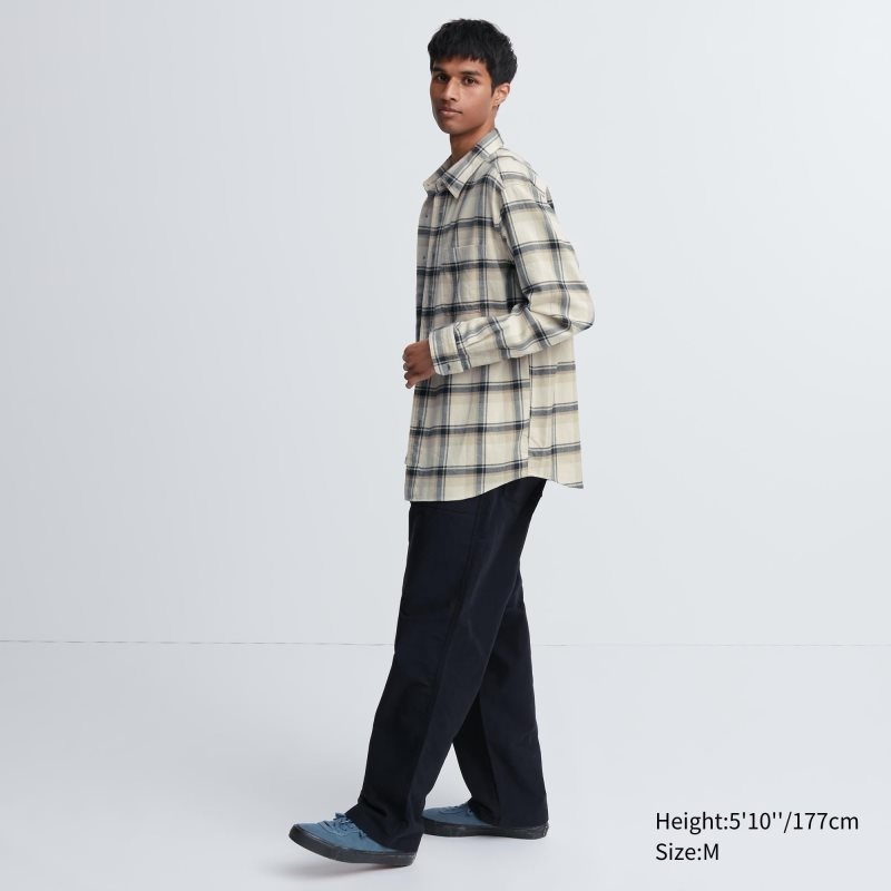 Uniqlo Flannel Checked Long-sleeve Skjorte Herre Beige | 6082488