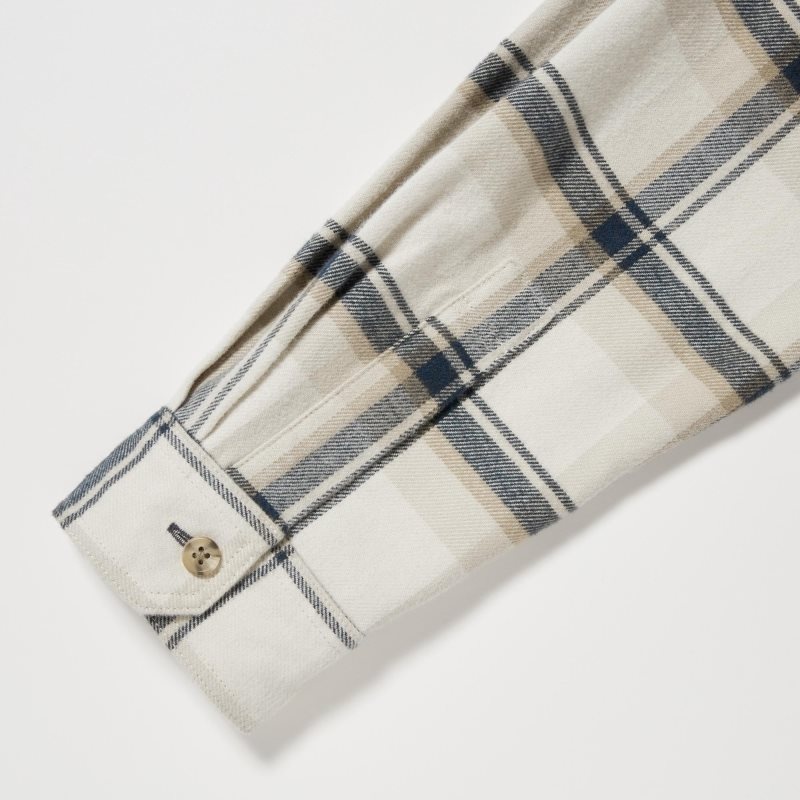 Uniqlo Flannel Checked Long-sleeve Skjorte Herre Beige | 6082488