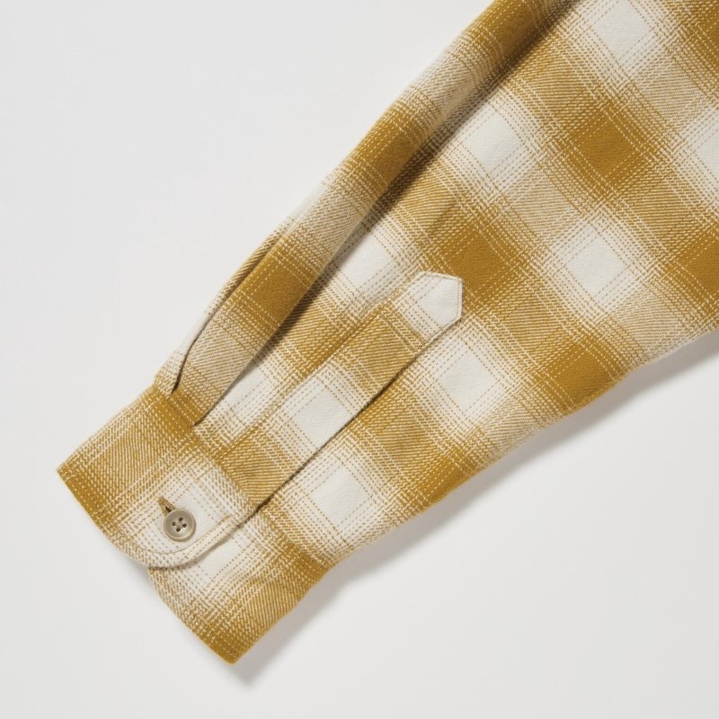 Uniqlo Flannel Checked Long-sleeve Skjorte Herre Gul | 3521703