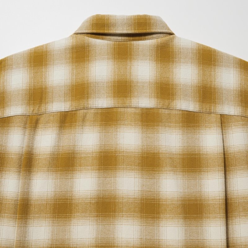Uniqlo Flannel Checked Long-sleeve Skjorte Herre Gul | 3521703