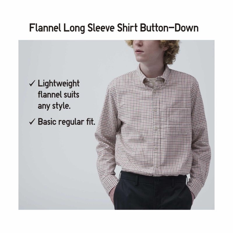 Uniqlo Flannel Long-sleeve Solid Skjorte Herre Mørkeblå | 2787035