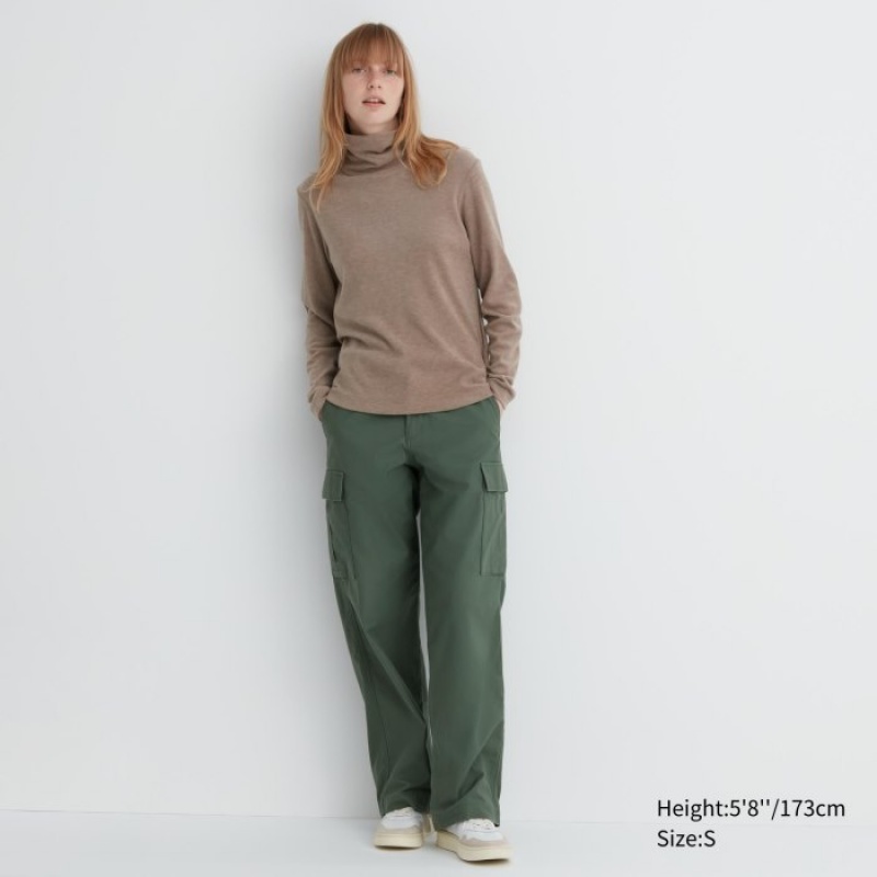 Uniqlo HEATTECH Fleece Turtleneck Long-Sleeve T Shirts Dame Rød | 2913256