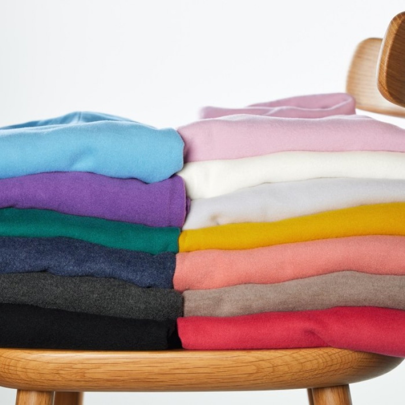 Uniqlo HEATTECH Fleece Turtleneck Long-Sleeve T Shirts Dame Rød | 2913256