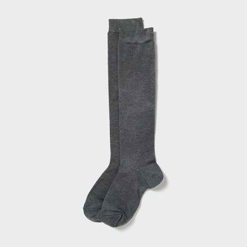 Uniqlo HEATTECH Knee High Sokker Dame Grå | 1077014