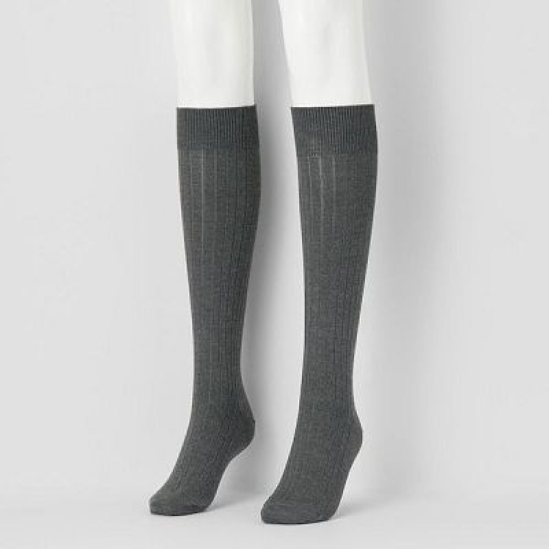 Uniqlo HEATTECH Knee High Sokker Dame Grå | 2951507