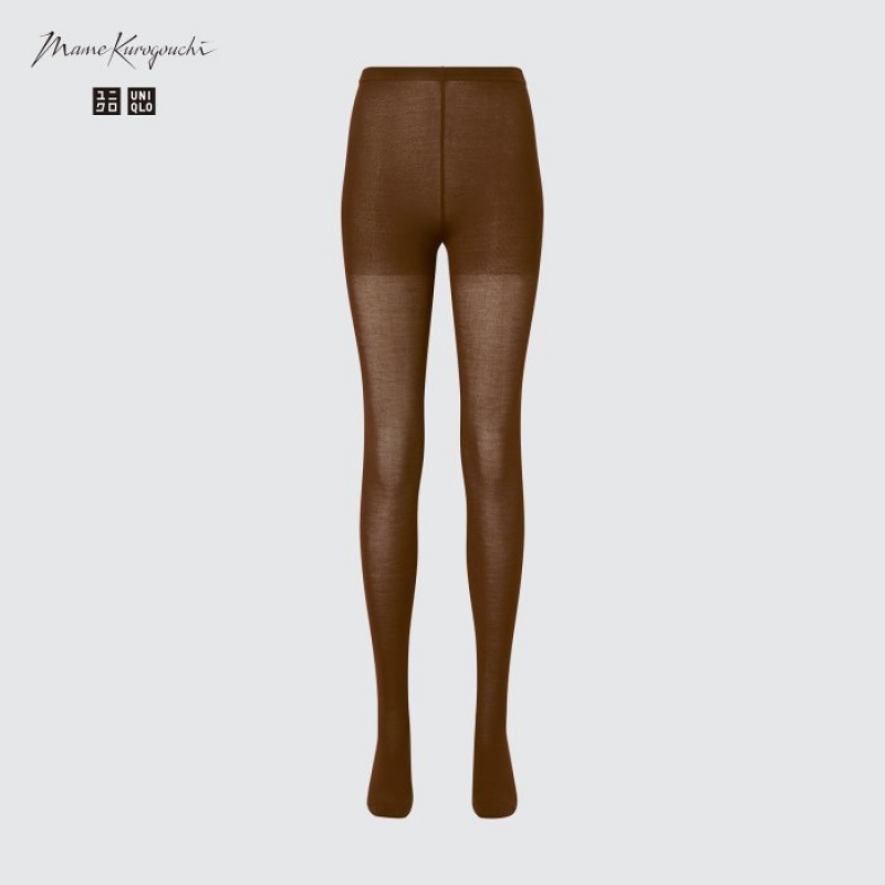 Uniqlo HEATTECH Knitted Sheer Tights Dame Brune | 9302207