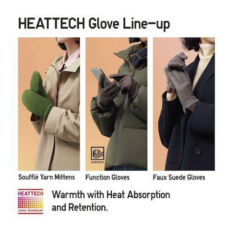 Uniqlo HEATTECH Lining Souffle Yarn Mittens Handsker Dame Grå | 6085302