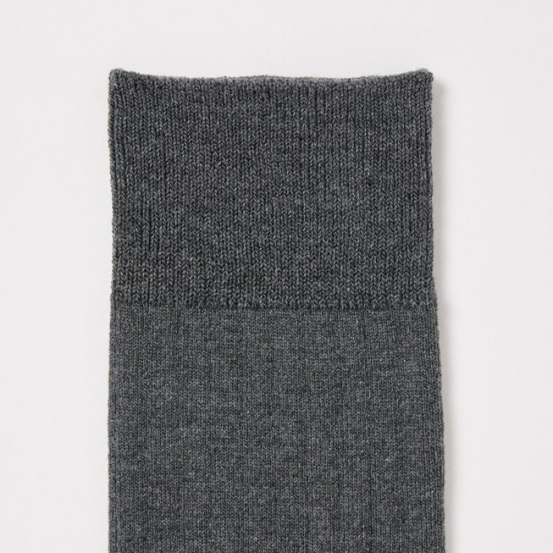 Uniqlo HEATTECH Ribbed Knee-High Sokker Dame Grå | 6159676