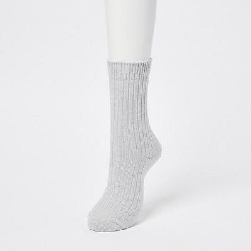 Uniqlo HEATTECH Ribbed Sokker Dame Grå | 7482231