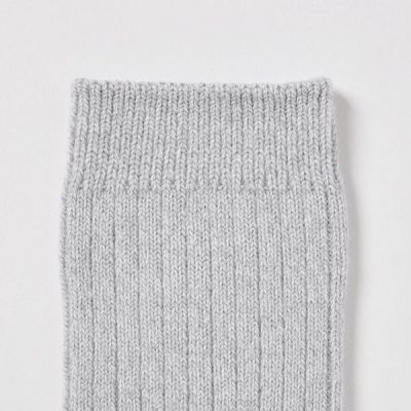 Uniqlo HEATTECH Ribbed Sokker Dame Grå | 7482231