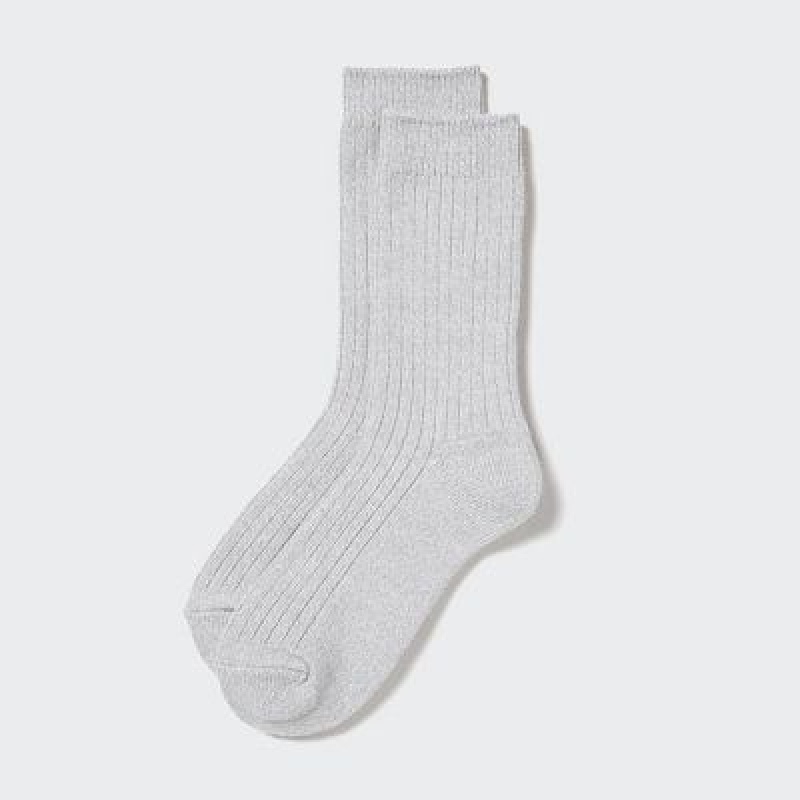 Uniqlo HEATTECH Ribbed Sokker Dame Grå | 7482231