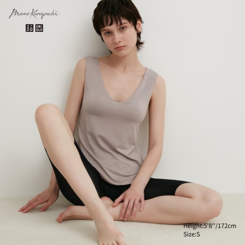 Uniqlo HEATTECH Sleeveless Silk Blend Tank Top Dame Grå | 2850141
