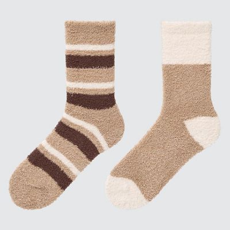 Uniqlo HEATTECH Soft Fluffy Sokker Dame Beige | 3742841