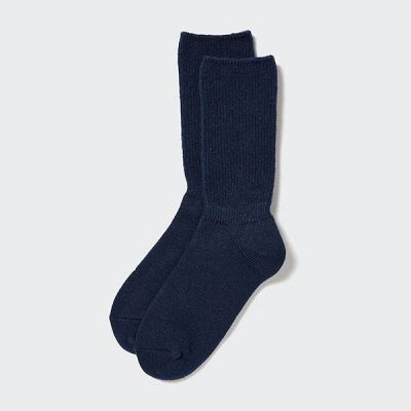 Uniqlo HEATTECH Souffle Yarn Sokker Dame Mørkeblå | 1661886