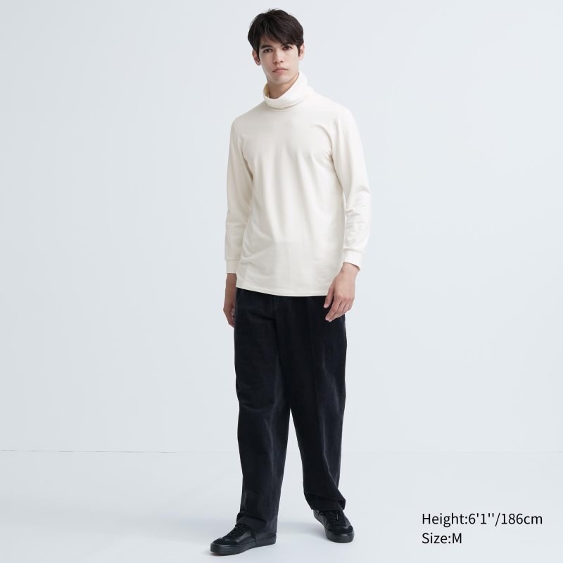 Uniqlo Heattech Extra Warm Cotton Turtleneck T Shirts Herre Hvide | 7419193