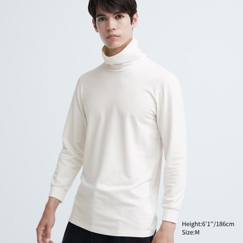 Uniqlo Heattech Extra Warm Cotton Turtleneck T Shirts Herre Hvide | 7419193